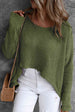 Round Neck High-Low Sweater Trendsi