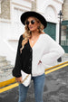 Contrast Button-Front V-Neck Cardigan Trendsi