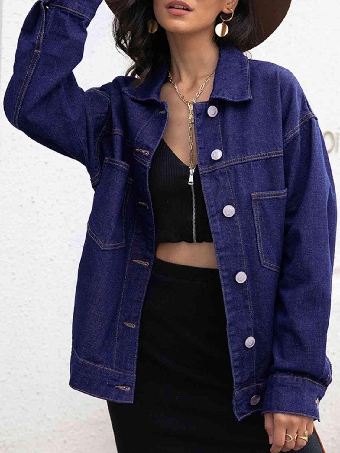 Buttoned Denim Jacket Bazaarbey