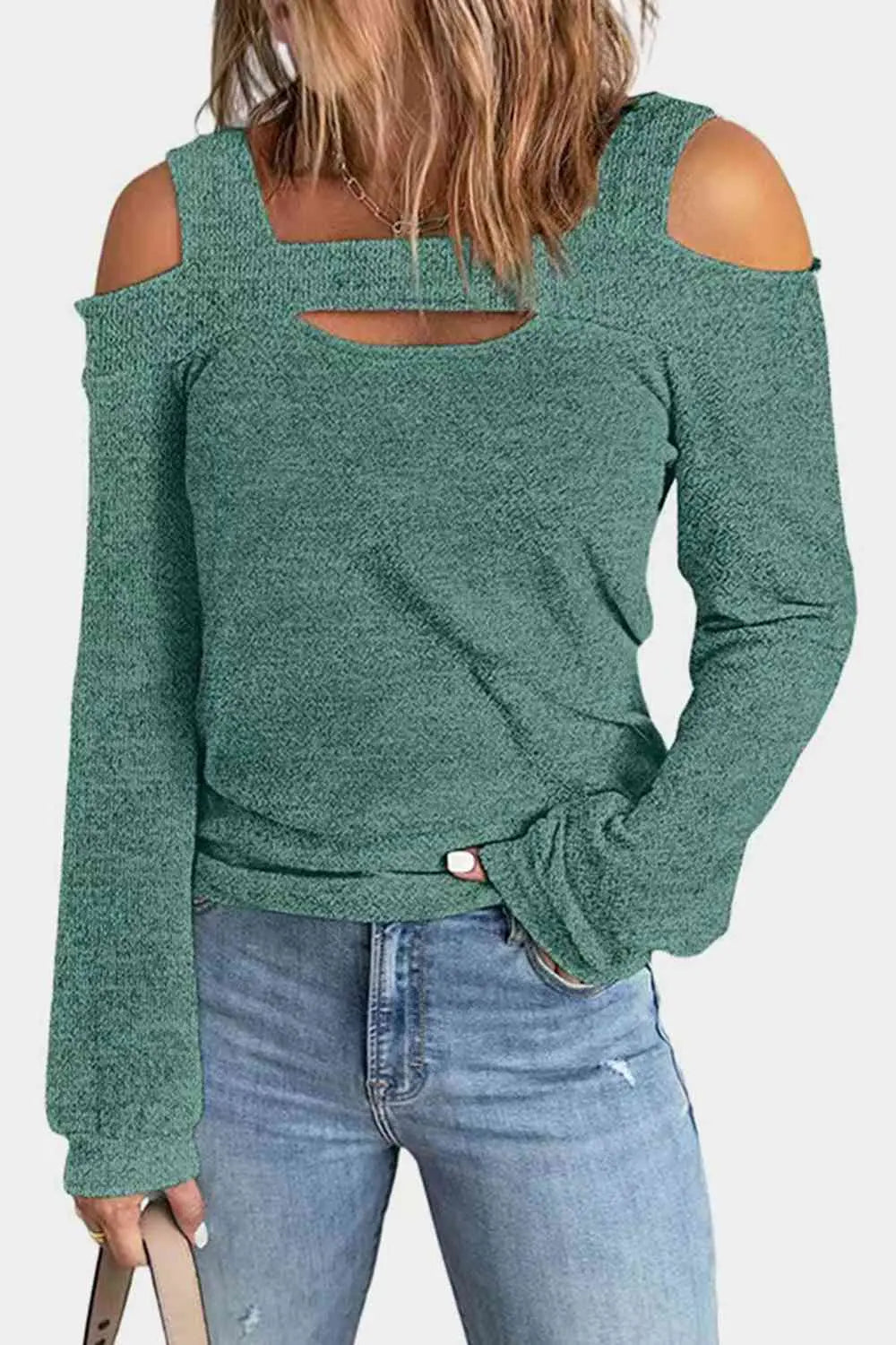 Full Size Cutout Cold Shoulder Blouse Trendsi