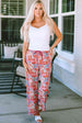 Printed Tie Waist Wide Leg Long Pants Bazaarbey