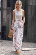 Striped Floral Round Neck Sleeveless Maxi Dress -BazaarBey - www.shopbazaarbey.com