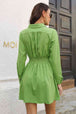  Smocked Waist Long Sleeve Mini Dress -BazaarBey - www.shopbazaarbey.com