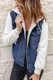 Two-Tone Spliced Denim Sherpa Hooded Jacket Bazaarbey