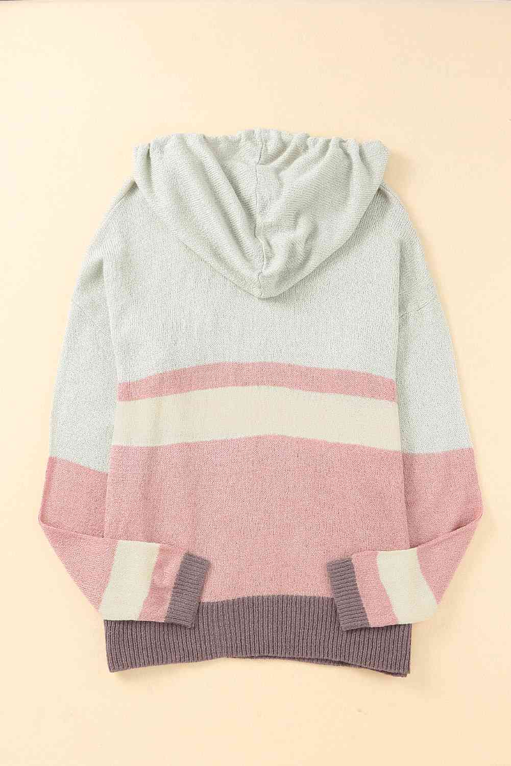  Drawstring Side Slit Hooded Sweater Trendsi