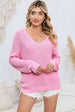 V-Neck Long Sleeve Knit Top Trendsi