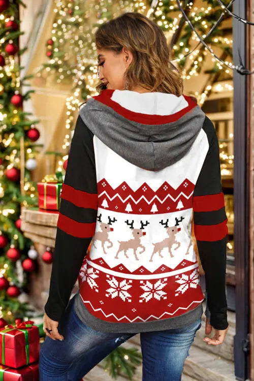  Full Size Christmas Drawstring Long Sleeve Hoodie Bazaarbey