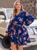 Plus Size V-Neck Long Sleeve Dress -BazaarBey - www.shopbazaarbey.com