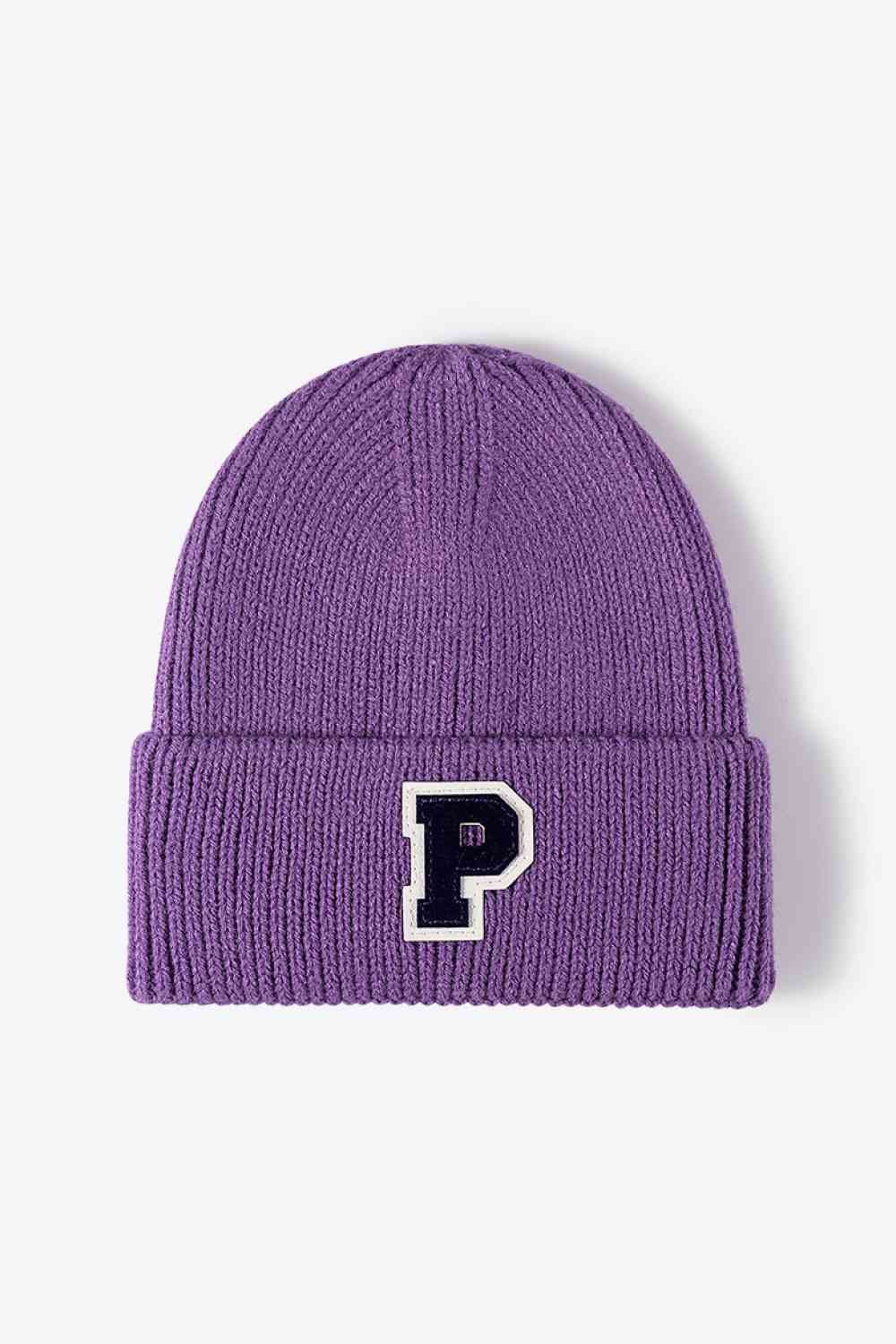 Letter Patch Cuffed Knit Beanie Trendsi