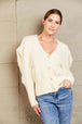 BazaarBey  Puff Sleeve V-Neck Fuzzy Cardigan Trendsi