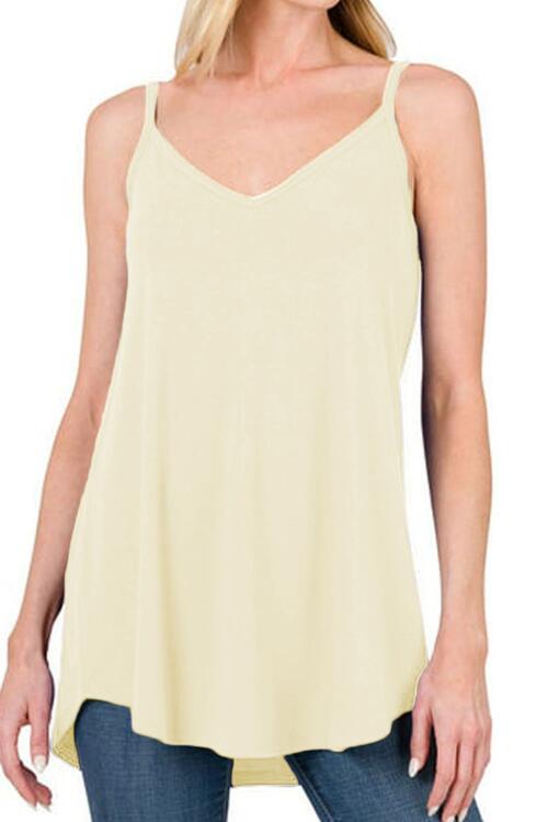 Full Size Spaghetti Strap V-Neck Flowy Tunic Cami Bazaarbey