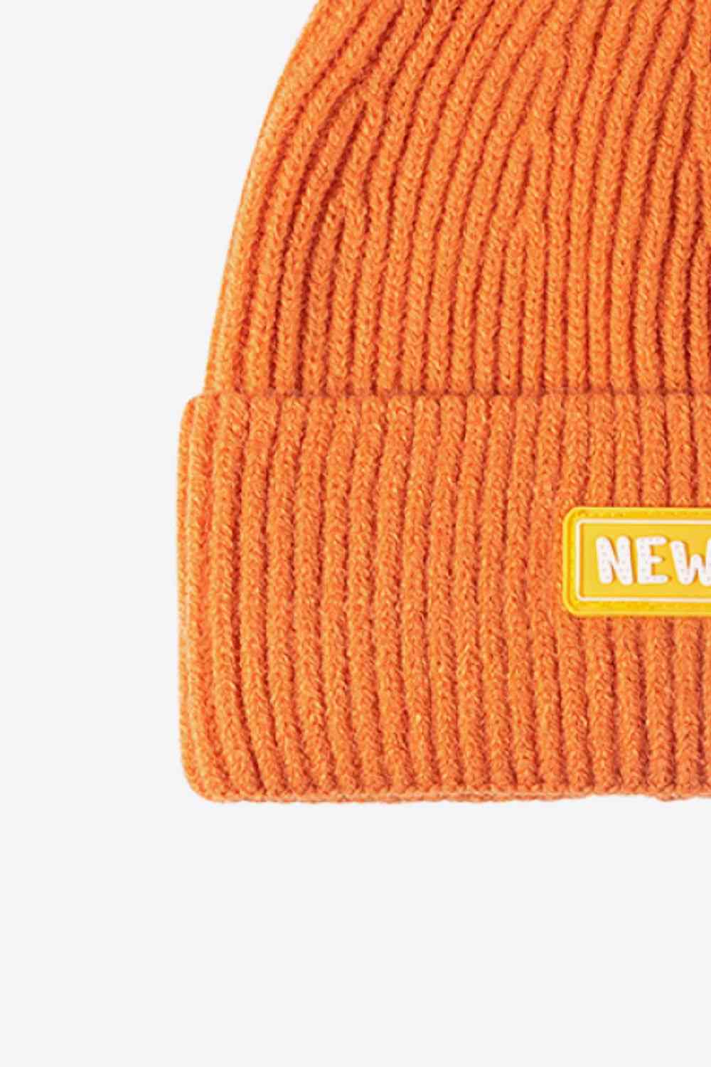 NEWYORK Patch Rib-Knit Cuffed Beanie Trendsi