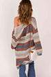  Striped Long Sleeve  Cardigan Bazaarbey