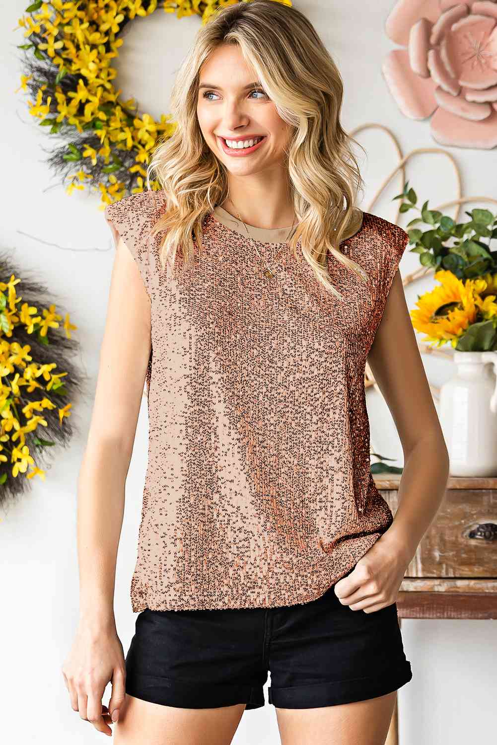  Round Neck Capped Sleeve Tank Bazaarbey