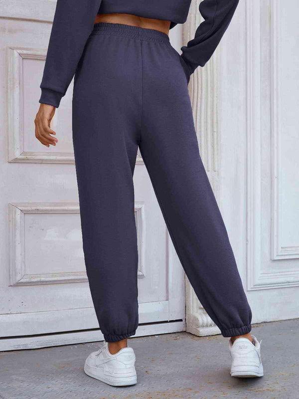 Elastic Waist Joggers with Pockets Bazaarbey