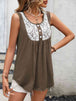 Lace Contrast Scoop Neck Tank Bazaarbey