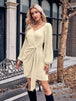 Asymmetrical  Puff Sleeve Mini Dress -BazaarBey - www.shopbazaarbey.com