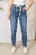   High Waist Drawstring Denim Jeans Trendsi