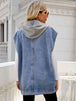 Hooded Sleeveless Denim Top with Pockets Bazaarbey