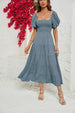 Smocked Square Neck Tiered Dress -BazaarBey - www.shopbazaarbey.com