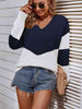 Color Block V-Neck Sweater Bazaarbey