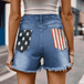 US Flag Distressed Denim Shorts Bazaarbey