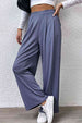 Pleated Detail Wide-Leg Pants with Pockets Bazaarbey