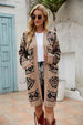 Printed Long Sleeve Cardigan with Pocket Bazaarbey