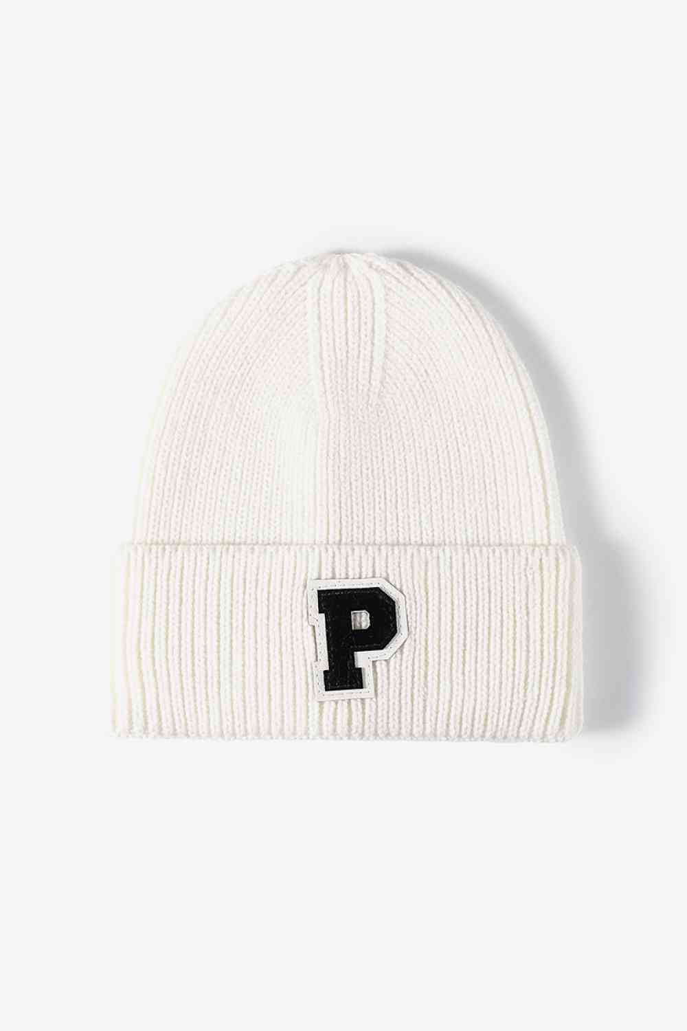 Letter Patch Cuffed Knit Beanie Trendsi