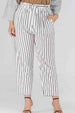 Full Size Striped Paperbag Waist Cropped Pants Bazaarbey