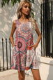 Printed Round Neck Sleeveless Dress with Pockets -BazaarBey - www.shopbazaarbey.com