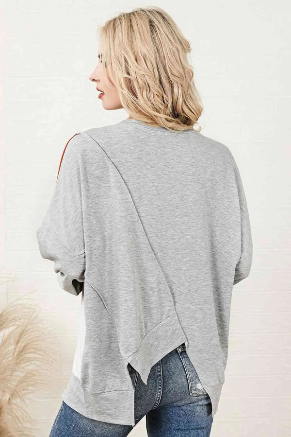  Exposed Seam Asymmetrical Sweatshirt Trendsi