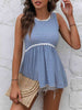 Striped Lace Trim Round Neck Tank Bazaarbey