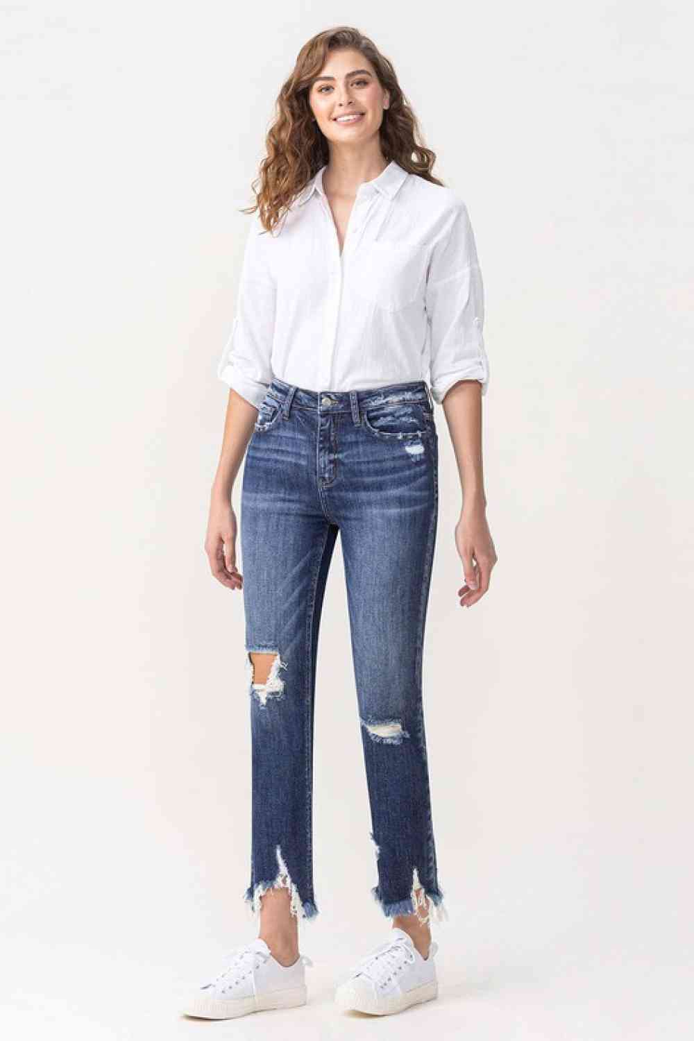  Jackie  High Rise Crop Straight Leg Jeans Trendsi