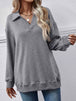 Collared Neck Dropped Shoulder Sweatshirt Bazaarbey