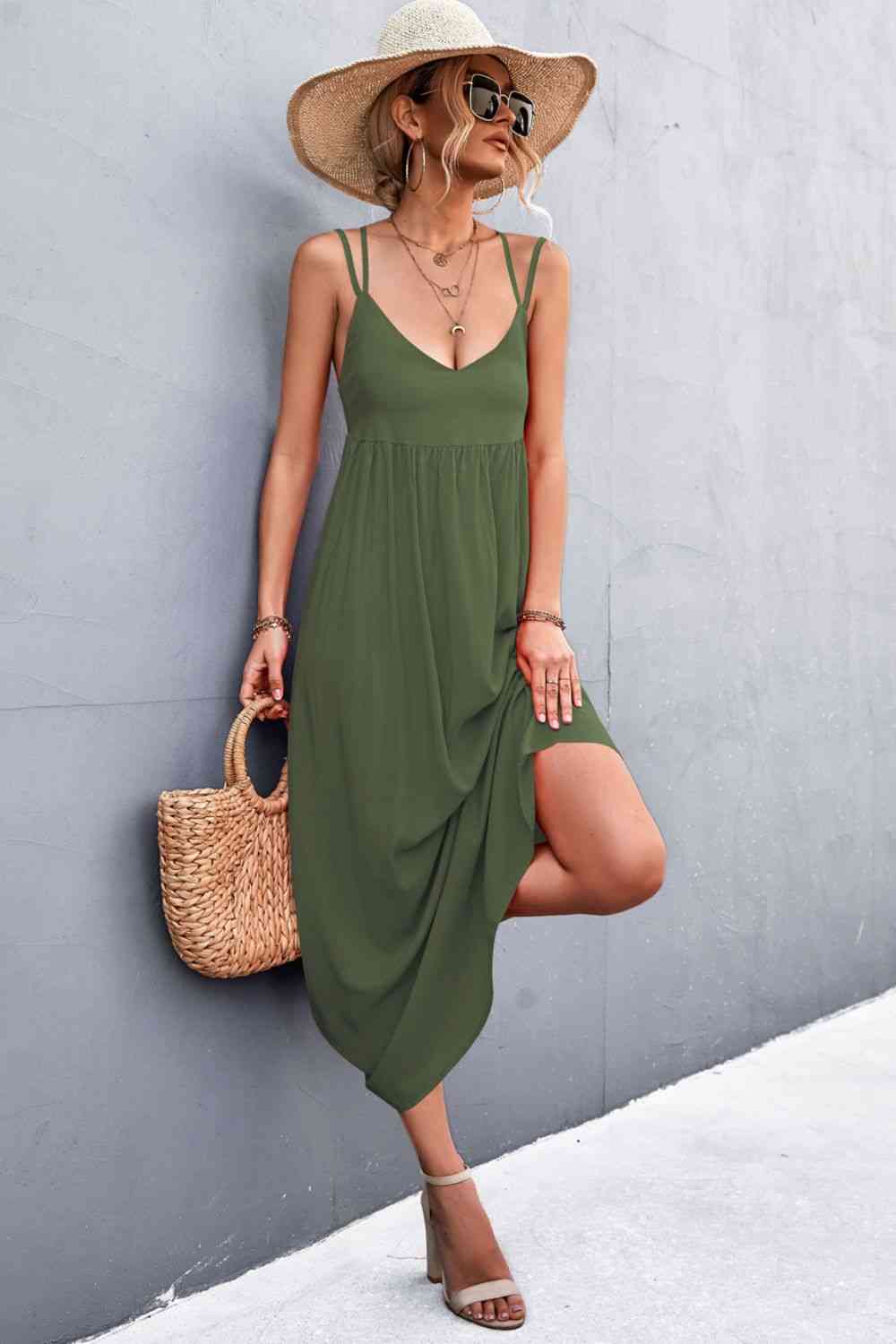 Double Strap Tie Back Dress -BazaarBey - www.shopbazaarbey.com