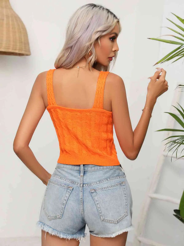 Cable-Knit Cropped Knit Tank Trendsi