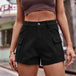 High-Waist Denim Shorts with Pockets Bazaarbey