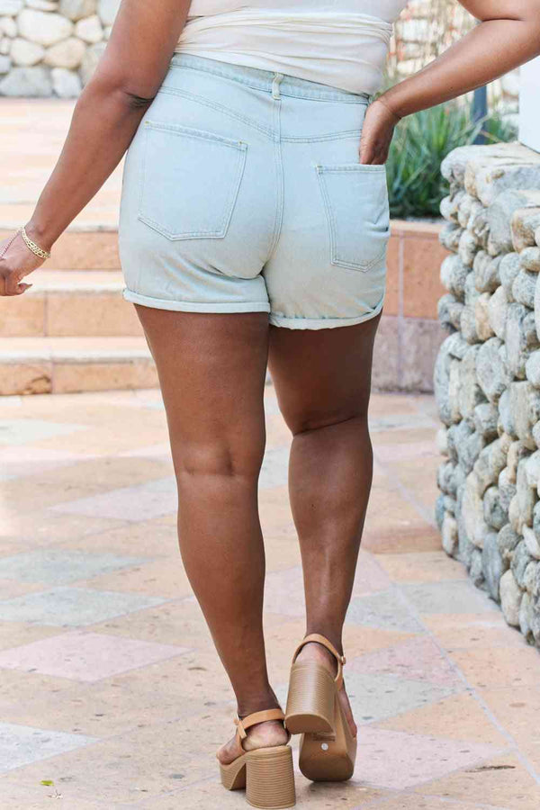 GeeGee Carissa Full Size High Waisted Denim Shorts Bazaarbey