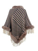 Striped Fringe Hem Poncho Bazaarbey