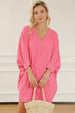 V-Neck Batwing Sleeve Mini Dress -BazaarBey - www.shopbazaarbey.com