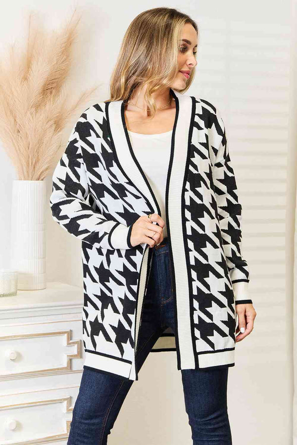 BazaarBey Woven Right  Open Front Longline Cardigan Bazaarbey