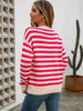 Striped Drop Shoulder Knit Top Trendsi