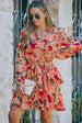 Floral Tie Neck Long Sleeve Layered Dress -BazaarBey - www.shopbazaarbey.com