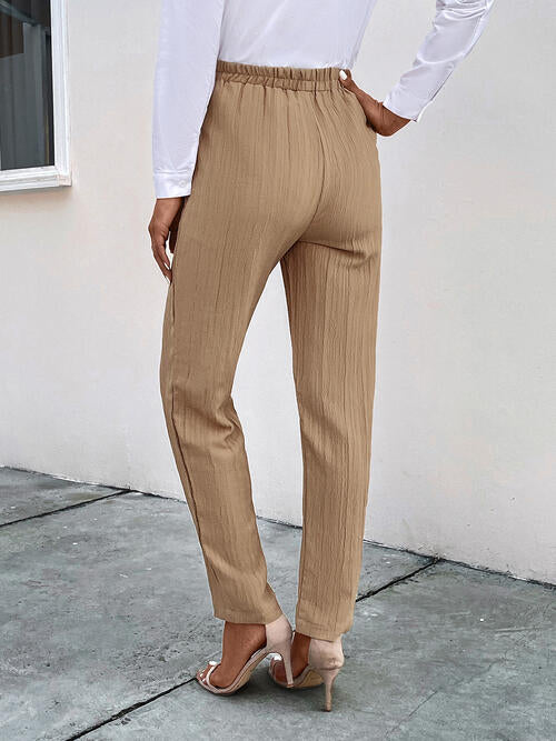 Texture Drawstring Pants with Pockets Bazaarbey