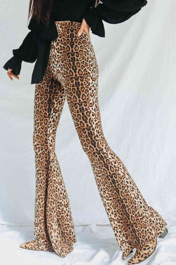 Leopard Print Flare Leg Pants Bazaarbey