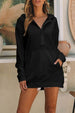 Drawstring Half Zip Hooded Dress -BazaarBey - www.shopbazaarbey.com