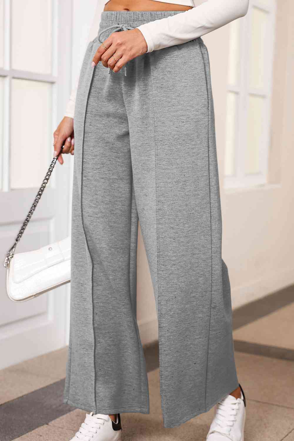 Drawstring Wide Leg Pants with Pockets Bazaarbey