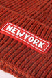 NEWYORK Patch Rib-Knit Cuffed Beanie Trendsi