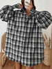 Plaid Lantern Sleeve Shirt Bazaarbey